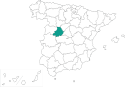 Mapa de situación de Ávila en el territorio español