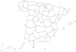 Mapa de situación de Ceuta en el territorio español