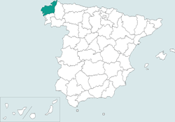 Mapa de situación de A Coruña en el territorio español