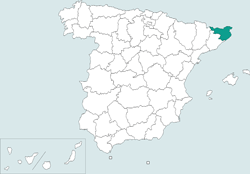 Mapa de situación de Girona en el territorio español