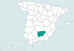Mapa de situación de Jaén en el territorio español