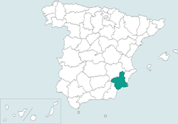 Mapa de situación de Murcia en el territorio español