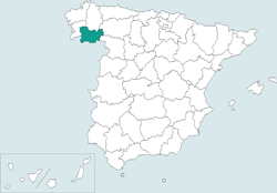 Mapa de situación de Ourense en el territorio español
