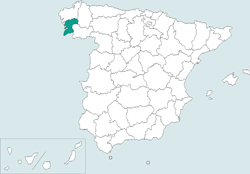 Mapa de situación de Pontevedra en el territorio español