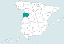 Mapa de situación de Salamanca en el territorio español
