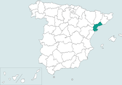 Mapa de situación de Tarragona en el territorio español