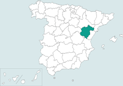 Mapa de situación de Teruel en el territorio español