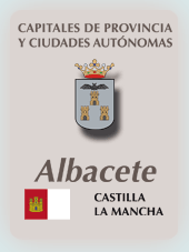 Imagen con la bandera la comunidad autónoma, y con el escudo la ciudad de Albacete