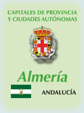 Imagen con la bandera la comunidad autónoma, y con el escudo la ciudad de Almería