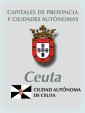 Imagen con la bandera la comunidad autónoma, y con el escudo la ciudad de Ceuta