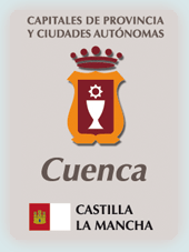 Imagen con la bandera la comunidad autónoma, y con el escudo la ciudad de Cuenca
