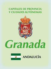 Imagen con la bandera la comunidad autónoma, y con el escudo la ciudad de Granada