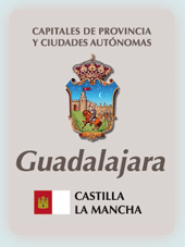 Imagen con la bandera la comunidad autónoma, y con el escudo la ciudad de Guadalajara