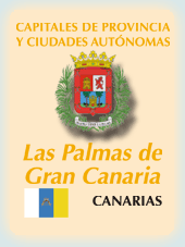 Imagen con la bandera la comunidad autónoma, y con el escudo la ciudad de Las Palmas de Gran Canaria
