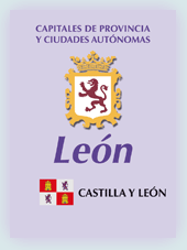 Imagen con la bandera la comunidad autónoma, y con el escudo la ciudad de León
