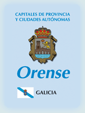 Imagen con la bandera la comunidad autónoma, y con el escudo la ciudad de Ourense
