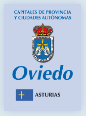 Imagen con la bandera la comunidad autónoma, y con el escudo la ciudad de Oviedo