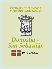 Imagen con la bandera la comunidad autónoma, y con el escudo la ciudad de Donostia - San Sebastián