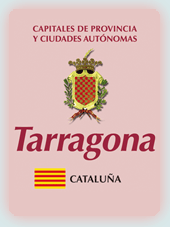 Imagen con la bandera la comunidad autónoma, y con el escudo la ciudad de Tarragona